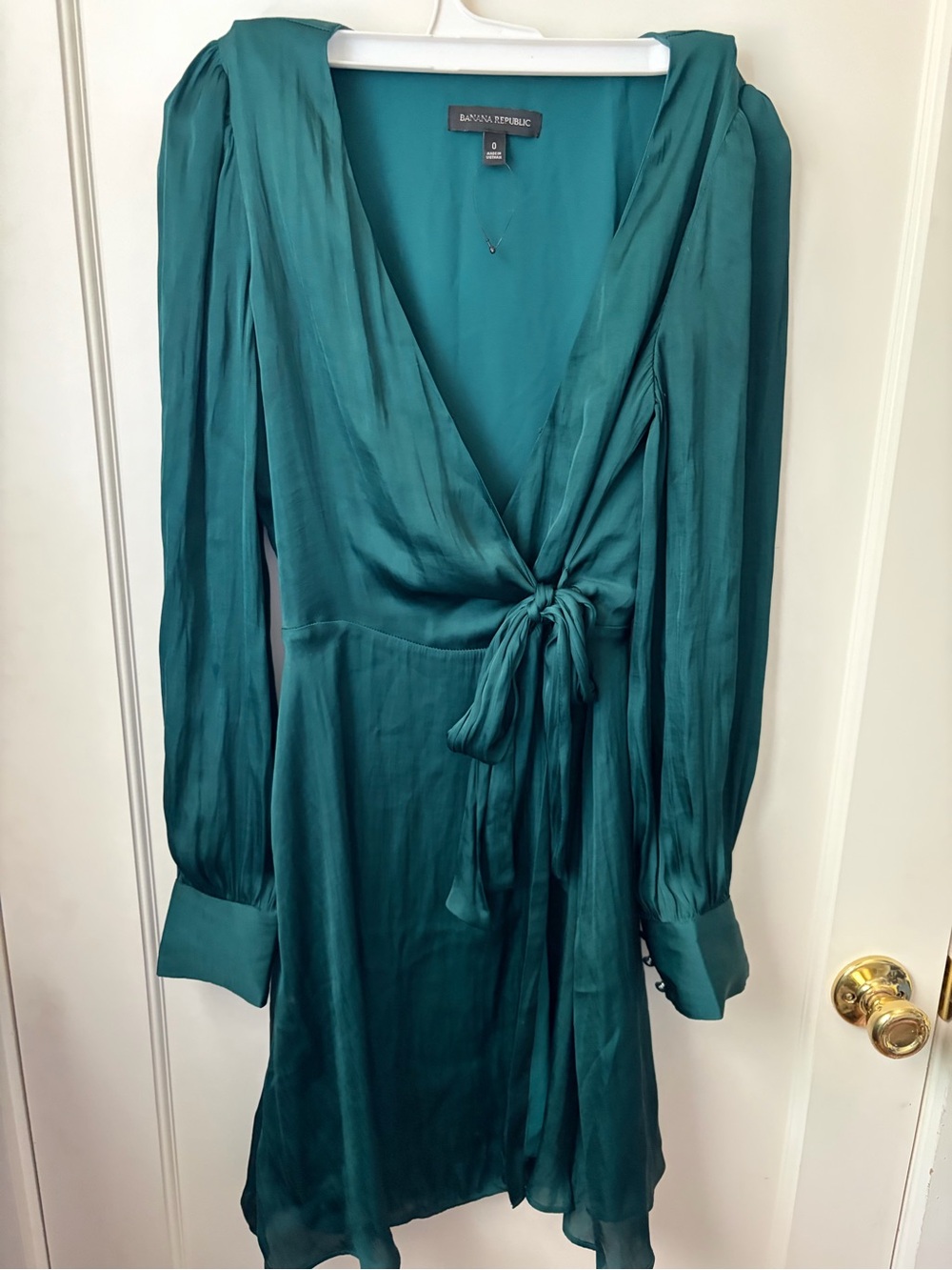 Banana Republic Teal Long-Sleeve Wrap Dress